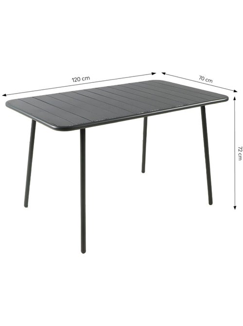 BERGAME Table de jardin 4 à 6 places 120cm gris foncé - Kiabi