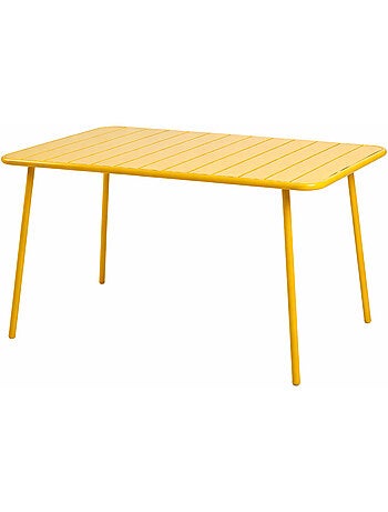 BERGAME Table de jardin 4 à 6 places 120cm jaune
