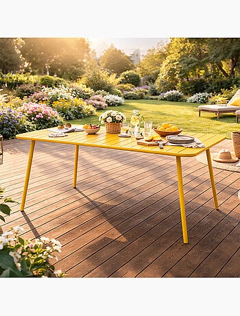 BERGAME Table de jardin 4 à 6 places 120cm jaune