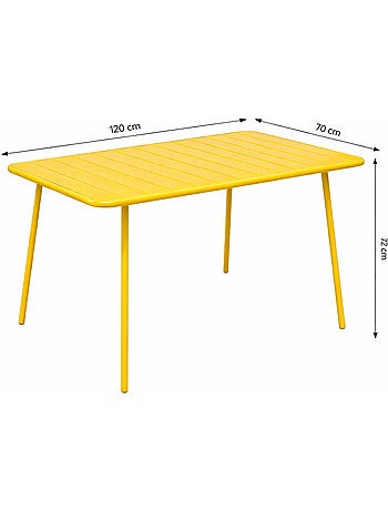 BERGAME Table de jardin 4 à 6 places 120cm jaune