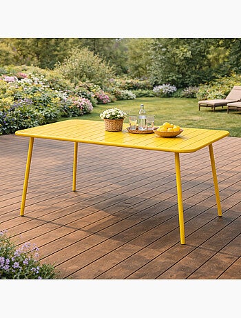 BERGAME Table de jardin 4 à 6 places 120cm jaune