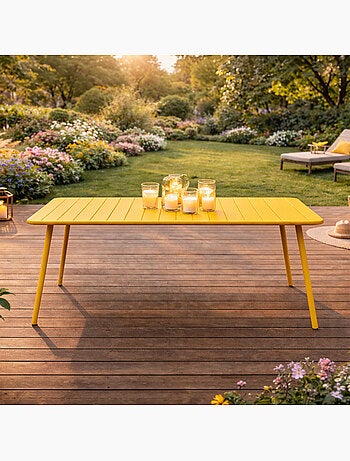 BERGAME Table de jardin 4 à 6 places 120cm jaune