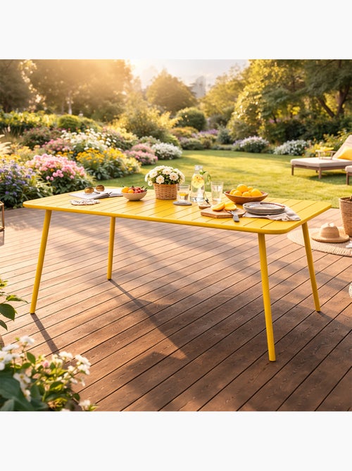 BERGAME Table de jardin 4 à 6 places 120cm jaune - Kiabi