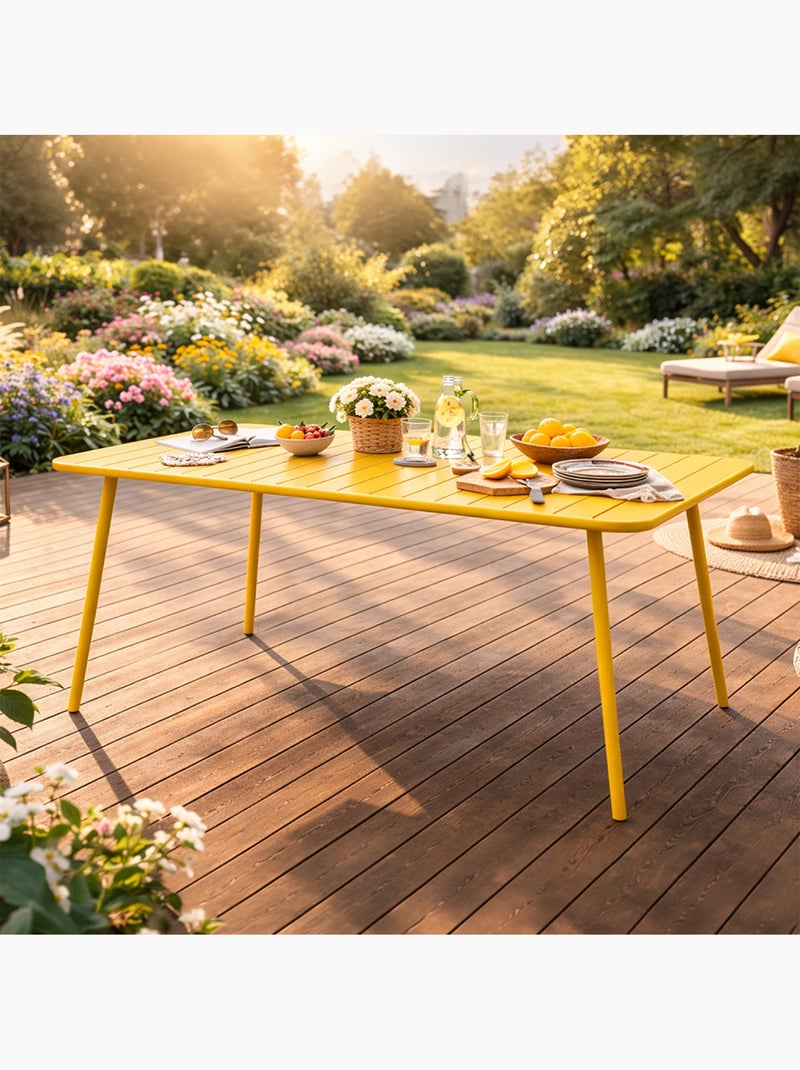 BERGAME Table de jardin 4 à 6 places 120cm jaune Jaune - Kiabi