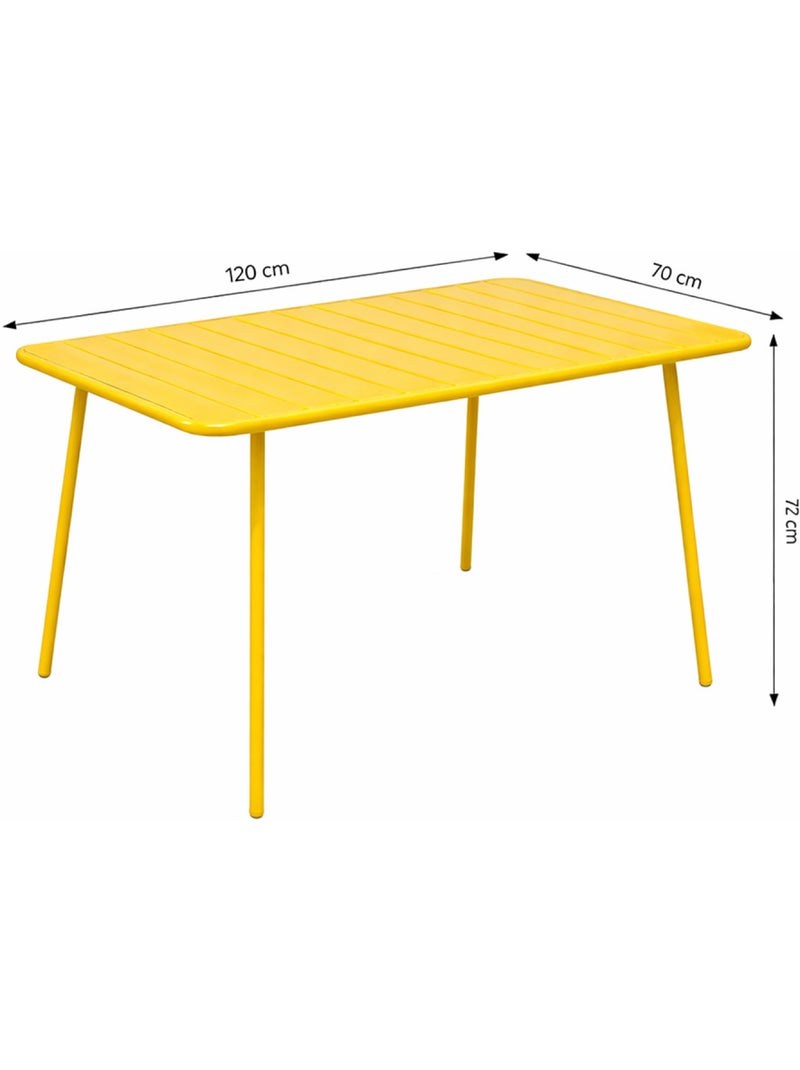 BERGAME Table de jardin 4 à 6 places 120cm jaune Jaune - Kiabi