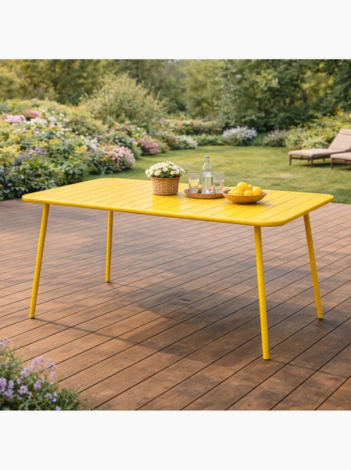 BERGAME Table de jardin 4 à 6 places 120cm jaune - Kiabi