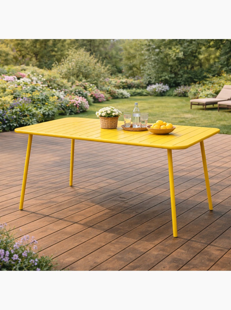 BERGAME Table de jardin 4 à 6 places 120cm jaune Jaune - Kiabi