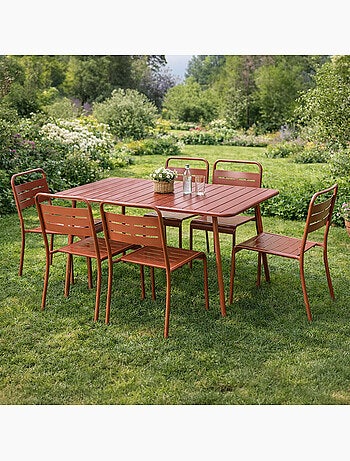 BERGAME Table de jardin 4 à 6 places 120cm jaune