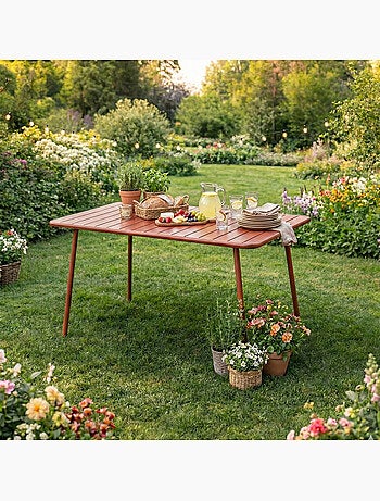 BERGAME Table de jardin 4 à 6 places 120cm jaune