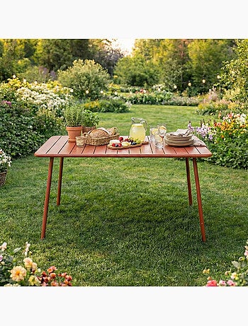 BERGAME Table de jardin 4 à 6 places 120cm jaune