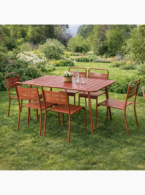 BERGAME Table de jardin 4 à 6 places 120cm terracotta - Kiabi