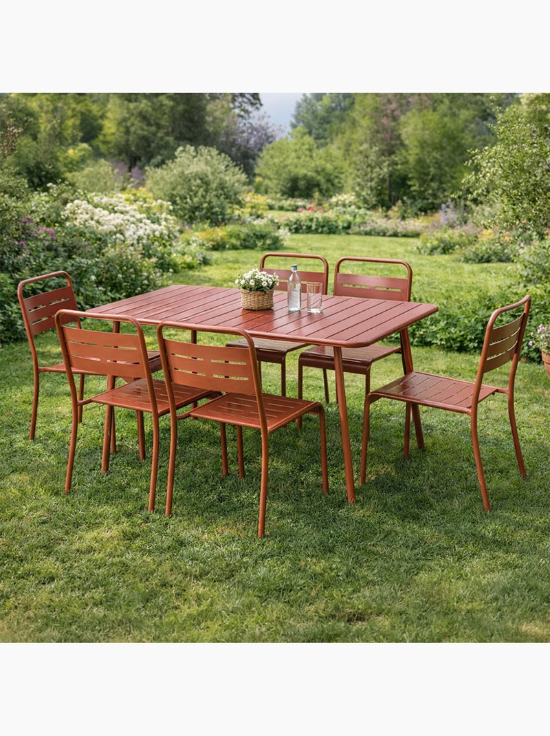 BERGAME Table de jardin 4 à 6 places 120cm terracotta Terracotta - Kiabi