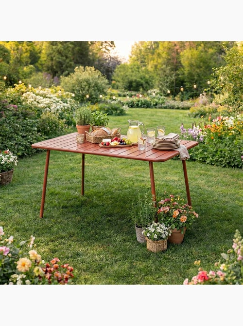 BERGAME Table de jardin 4 à 6 places 120cm terracotta - Kiabi
