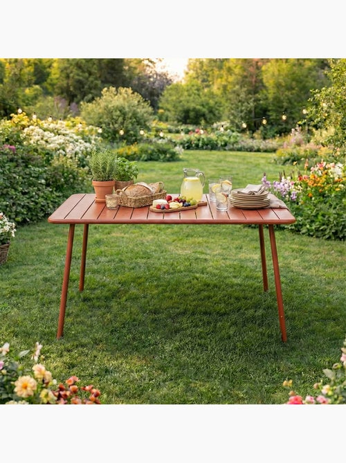 BERGAME Table de jardin 4 à 6 places 120cm terracotta - Kiabi