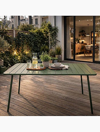 BERGAME Table de jardin 4 à 6 places 120cm jaune