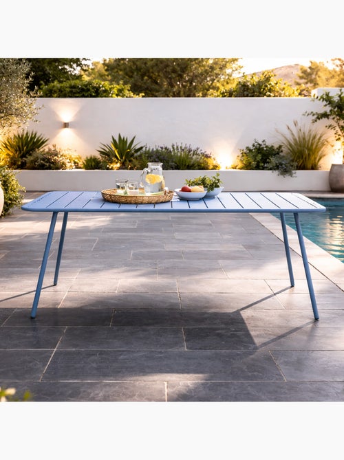 BERGAME Table de jardin 6 places 160cm bleu - Kiabi
