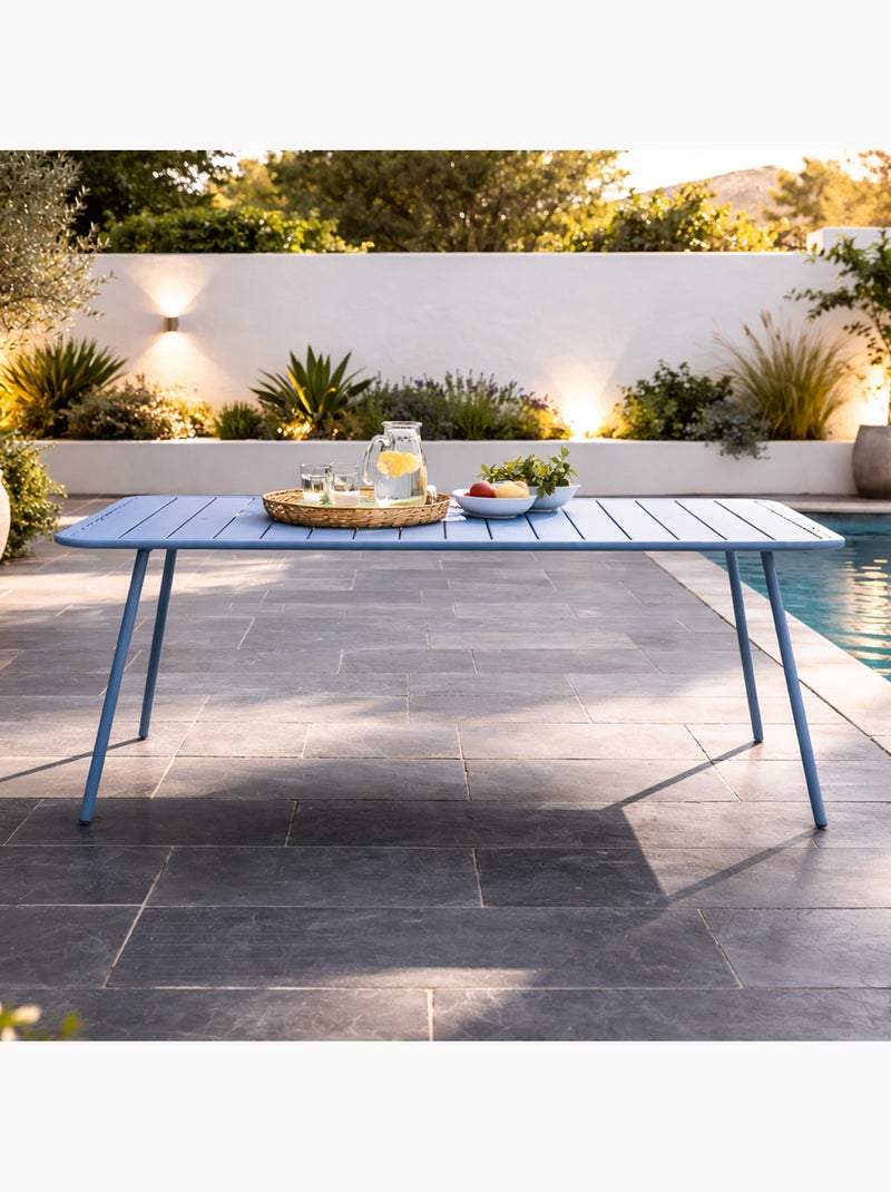 BERGAME Table de jardin 6 places 160cm bleu Bleu - Kiabi
