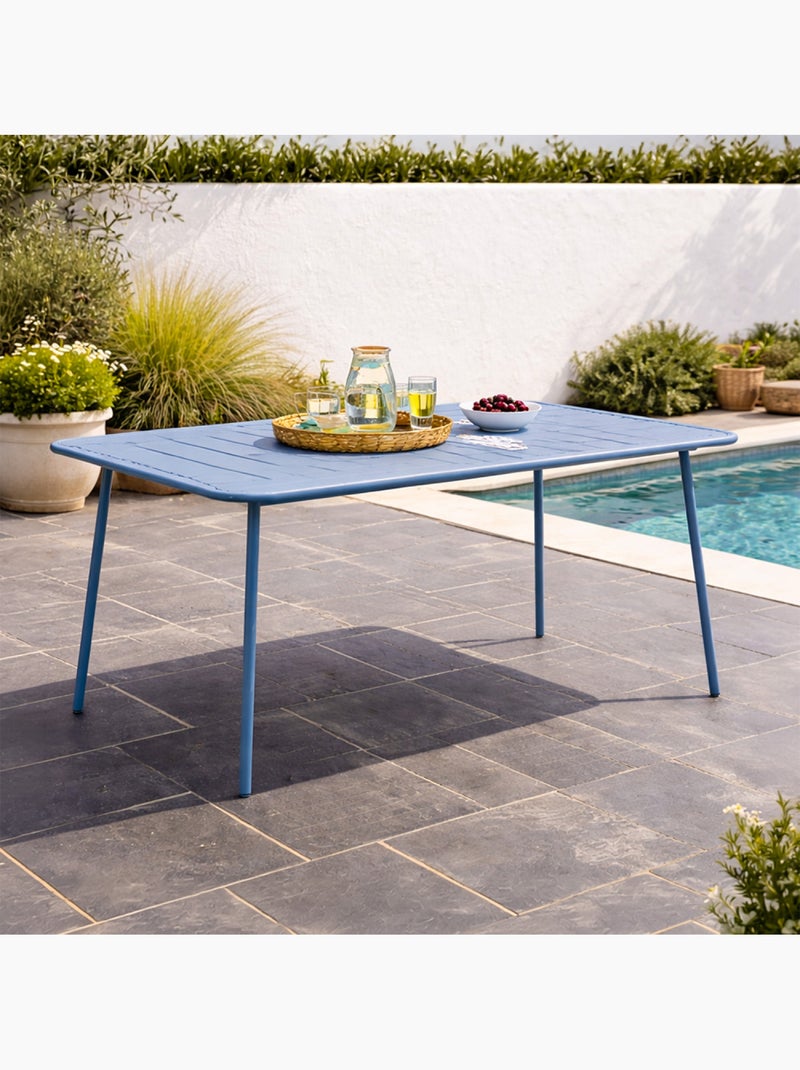 BERGAME Table de jardin 6 places 160cm bleu Bleu - Kiabi