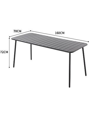 BERGAME Table de jardin 6 places 160cm gris foncé