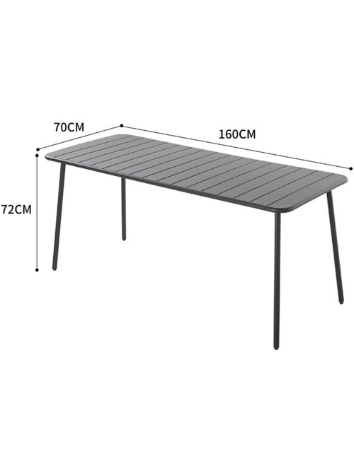 BERGAME Table de jardin 6 places 160cm gris foncé - Kiabi