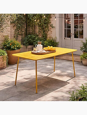 BERGAME Table de jardin 6 places 160cm jaune