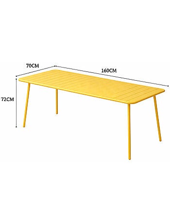 BERGAME Table de jardin 6 places 160cm jaune