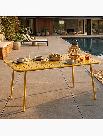 BERGAME Table de jardin 6 places 160cm jaune