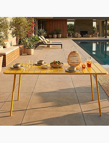 BERGAME Table de jardin 6 places 160cm jaune