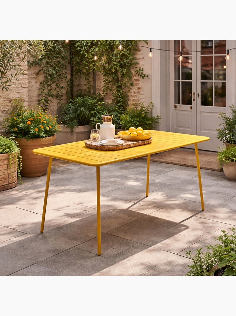 BERGAME Table de jardin 6 places 160cm jaune Jaune - Kiabi