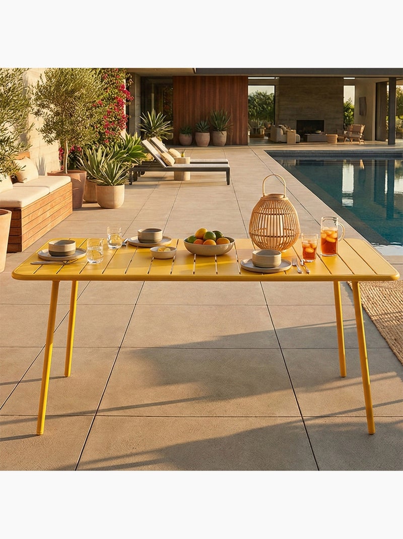 BERGAME Table de jardin 6 places 160cm jaune Jaune - Kiabi