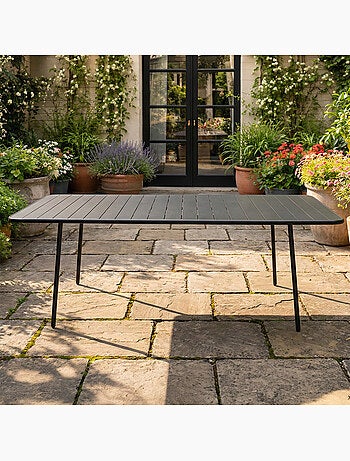 BERGAME Table de jardin 8-10 places 200cm gris foncé