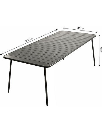 BERGAME Table de jardin 8-10 places 200cm gris foncé