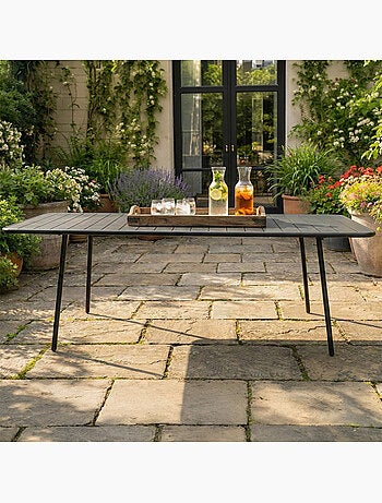 BERGAME Table de jardin 8-10 places 200cm gris foncé