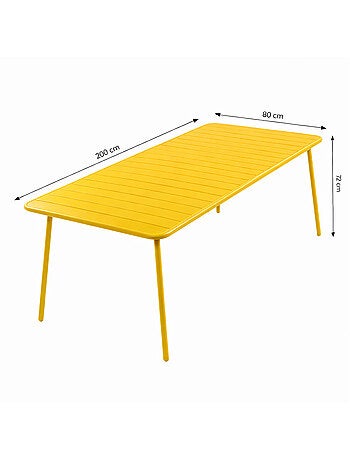 BERGAME Table de jardin 8-10 places 200cm jaune