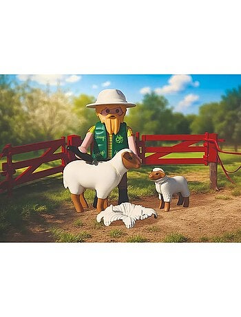 Berger avec enclos à moutons & chien