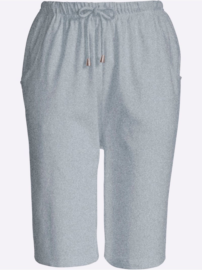Bermuda à ceinture élastique et cordon avec deux poches - Taille standard - Moda Vilona Gris - Kiabi