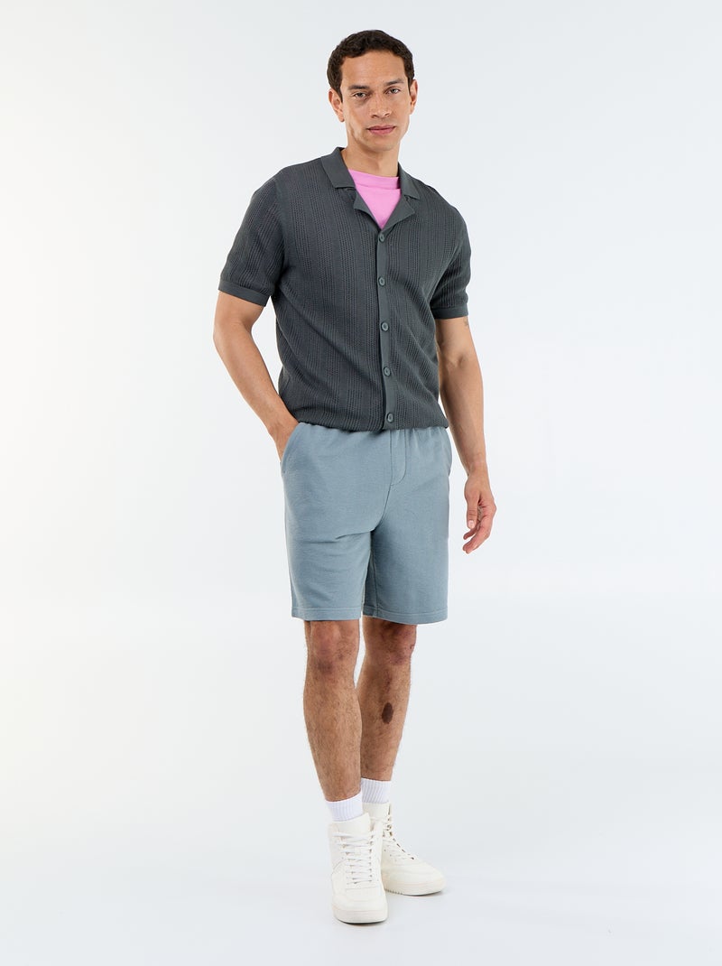 Bermuda à la taille élastiquée + cordons Bleu - Kiabi