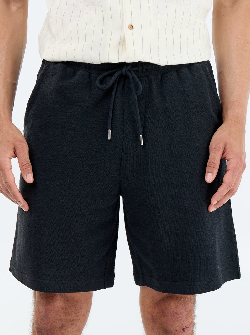 Bermuda à la taille élastiquée + cordons Noir - Kiabi