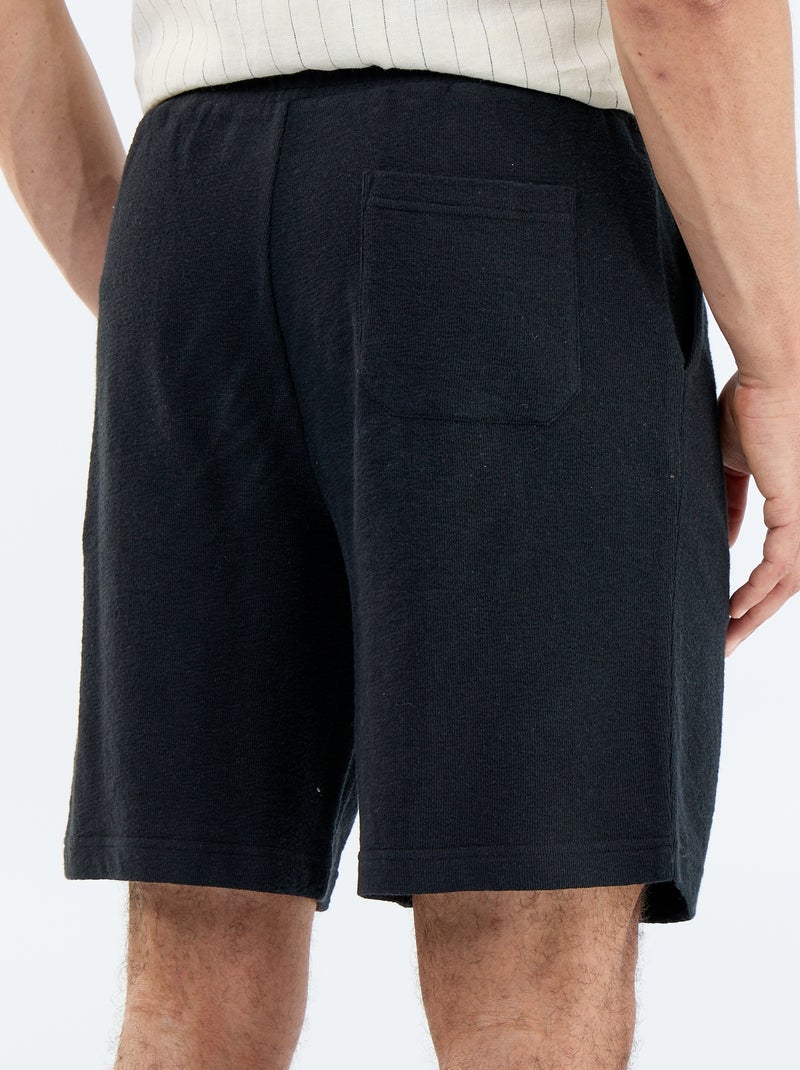 Bermuda à la taille élastiquée + cordons Noir - Kiabi