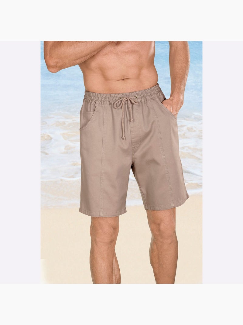 Bermuda à Pinces Ceinture élastique Confortable - Taille Standard - Moda Vilona Beige - Kiabi