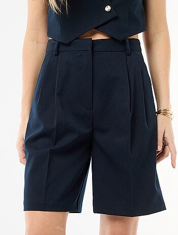 Bermuda à pinces taille haute