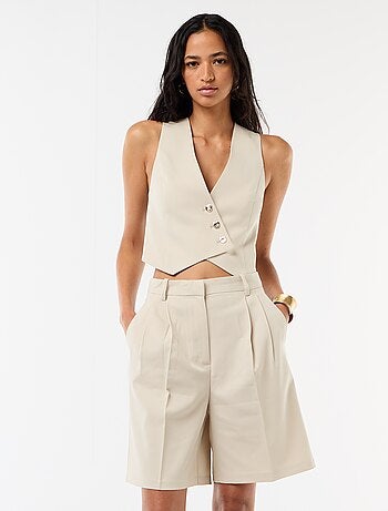 Bermuda à pinces taille haute