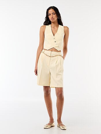 Bermuda à pinces taille haute