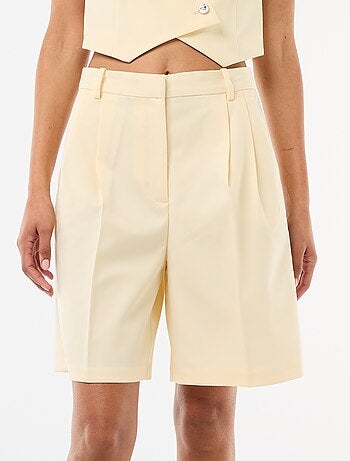 Bermuda à pinces taille haute