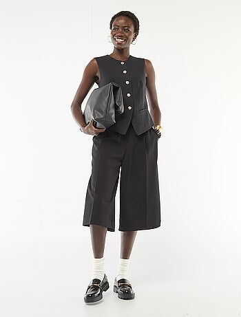 Bermuda à pinces taille haute