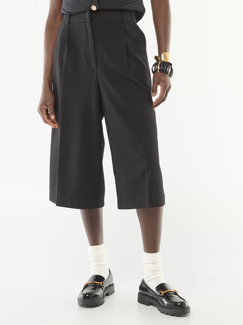 Bermuda à pinces taille haute Noir - Kiabi