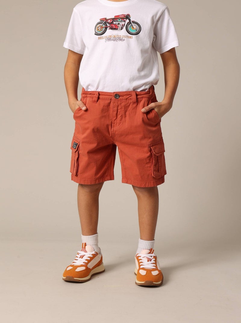 Bermuda à poches cargo 'Deeluxe' Orange corail - Kiabi