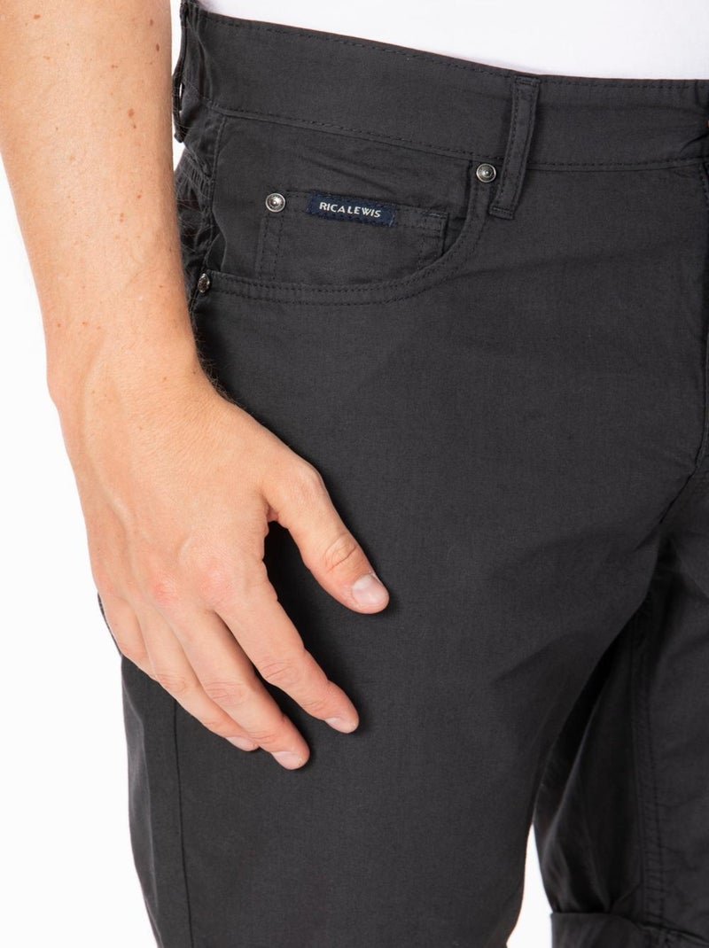 Bermuda à revers denim de couleur coton ANDRE 'Rica Lewis' Gris foncé - Kiabi