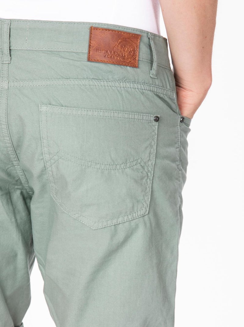 Bermuda à revers denim de couleur coton ANDRE 'Rica Lewis' Vert - Kiabi