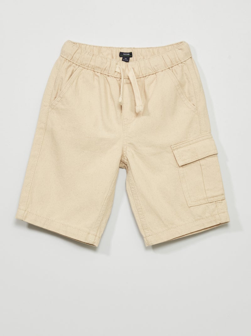 Bermuda avec poches à rabats Beige - Kiabi